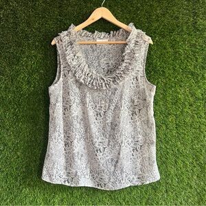 Avenue 14 16 Ruffle Neck Semi-Sheer Sleeveless Top